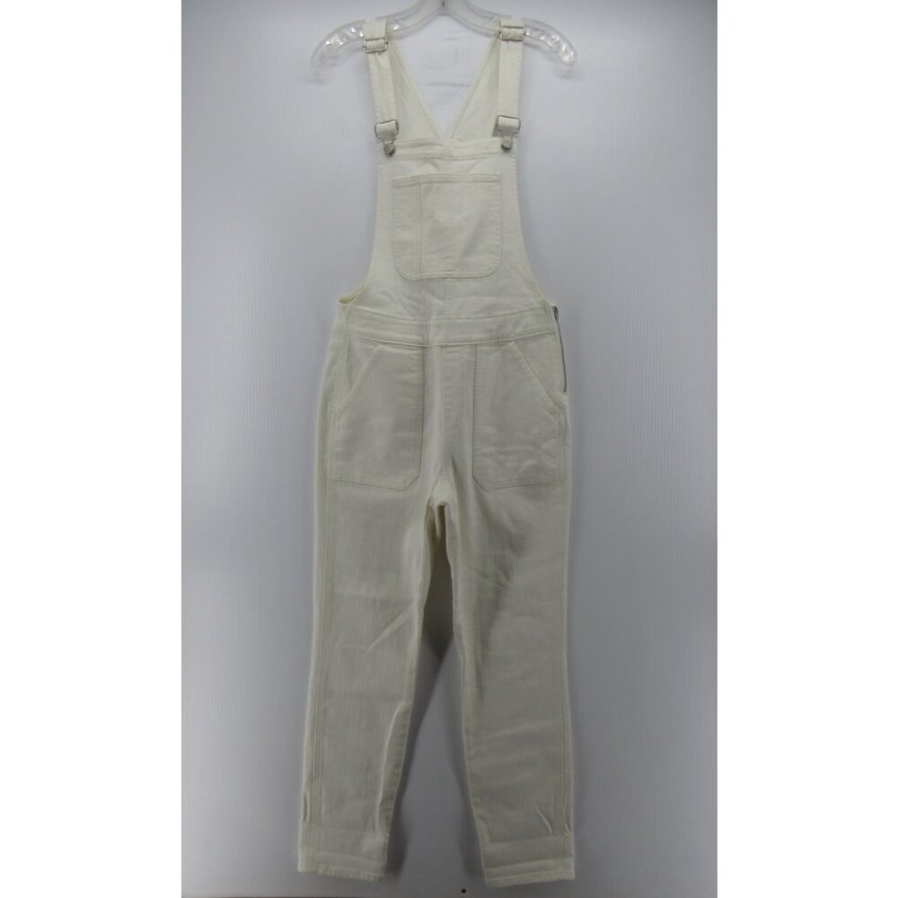 J Crew Overalls Small White Bib Utility Straight Denim Pants *